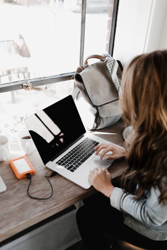 Woman working on a computer